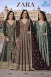Zara By Mrudangi Chinon Silk Embroidered Gown With Dupatta Exporters In India